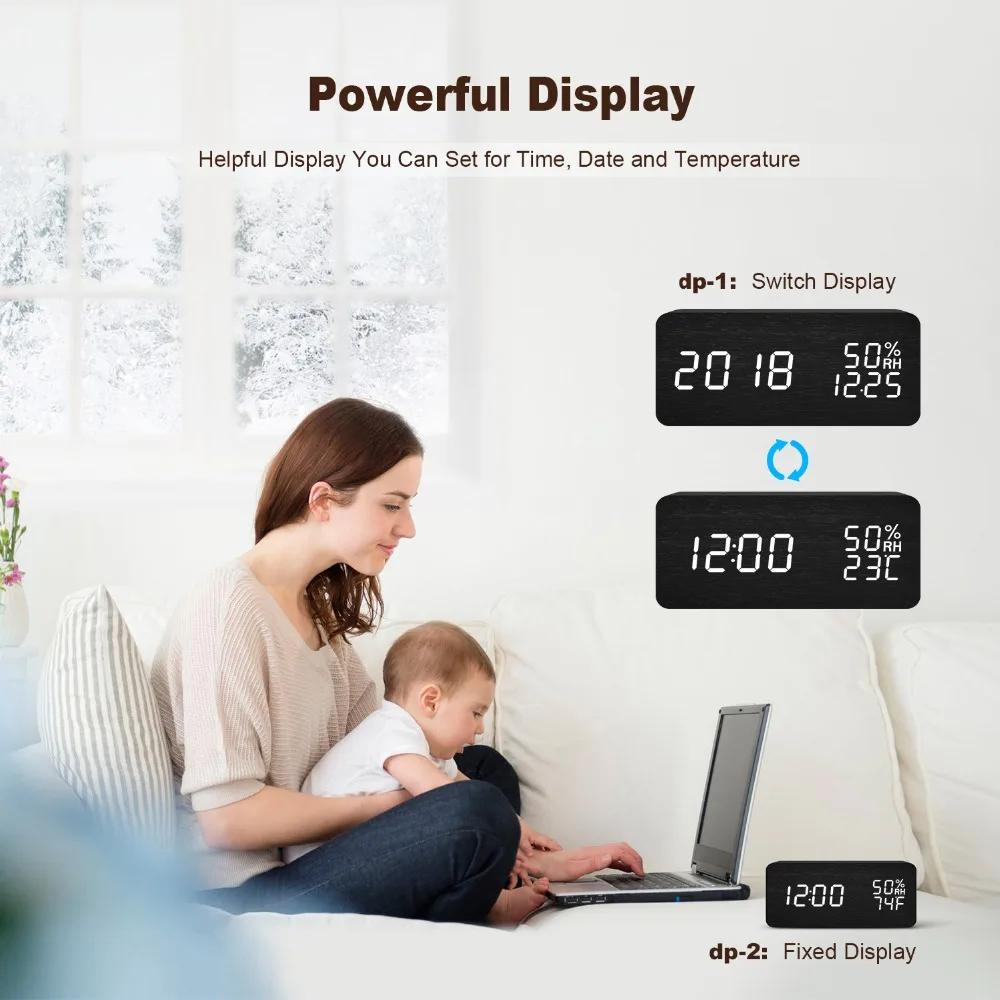 Цифровой светодиодный Будильник FiBiSonic современные деревянные настольные часы с