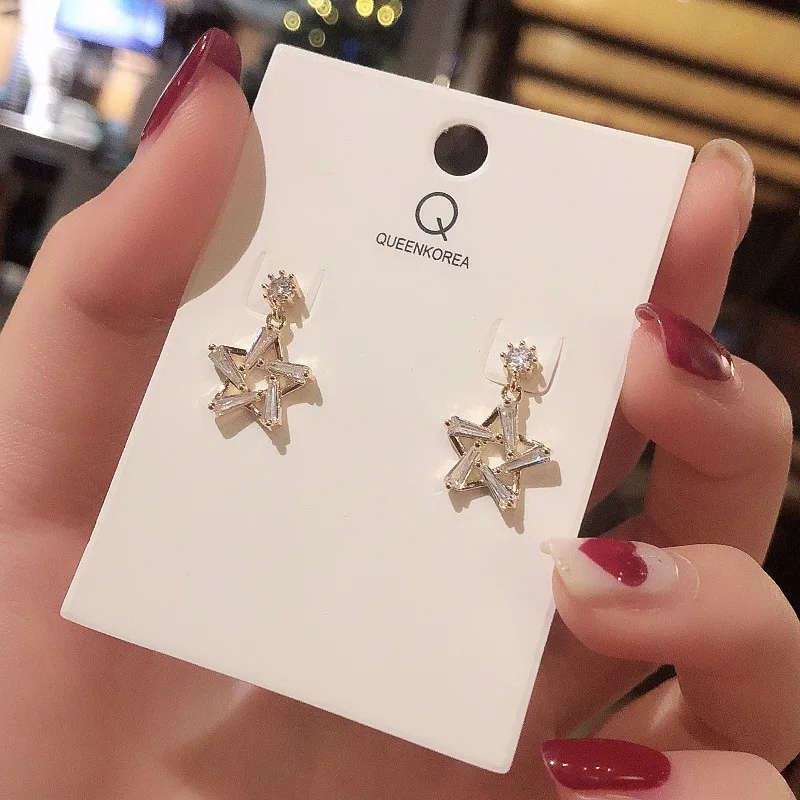 

Wholesale 925 Silvers Stud Earrings Pentagram Zircon Earrings Jewelry Gift