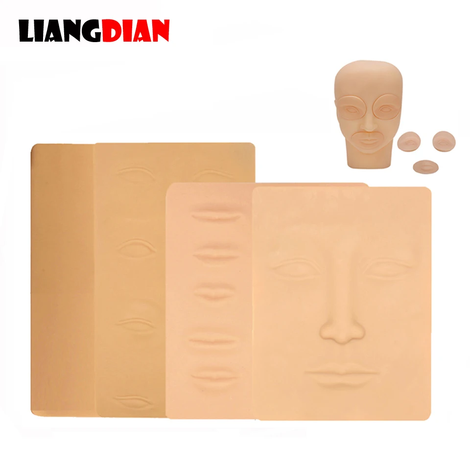 

3D Silicone Permanent Makeup Tattoo Training Practice Fake Skin Blank Eye Lips Face For Microblading Tattoo Machine Beginner