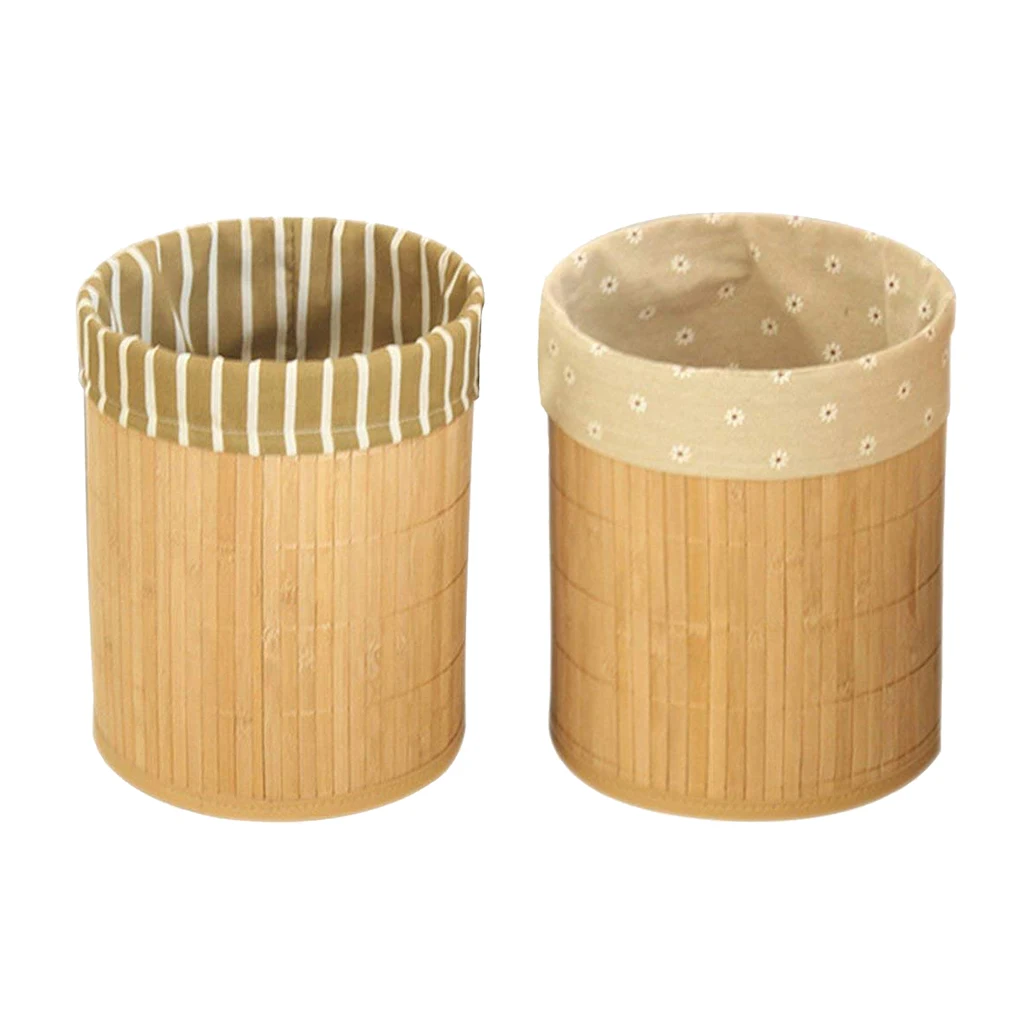 Cubo de basura de bamb&uacute; plegable, cesta de basura de Cubo de basura duradera para Ba&ntilde;o, Dormitorio, oficina, 22x27cm-4