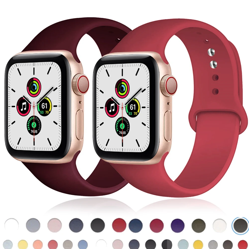 Ремешок для часов Apple Watch band 44 мм 40 series 6 SE 5 4 3 iWatch BAND 42 38 спортивный силиконовый