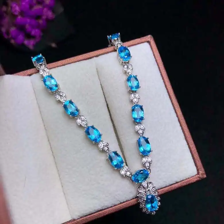 

Natural And Real BlueTopaz pendant Necklace Natural real Blue Topaz 925 sterling silver Pendant