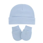 Однотонные шапки для детей, 3 шт.лот, шапка для новорожденных, шапка для рождения, Шапка-бини для малышей, шапка-перчатка, набор аксессуаров для новорожденных
