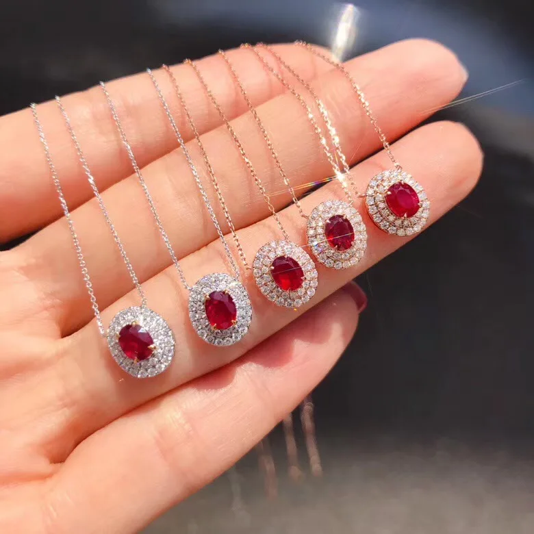 Ожерелье женское из белого золота 0 3 пробы с натуральным Рубином 166ct 18 карат |