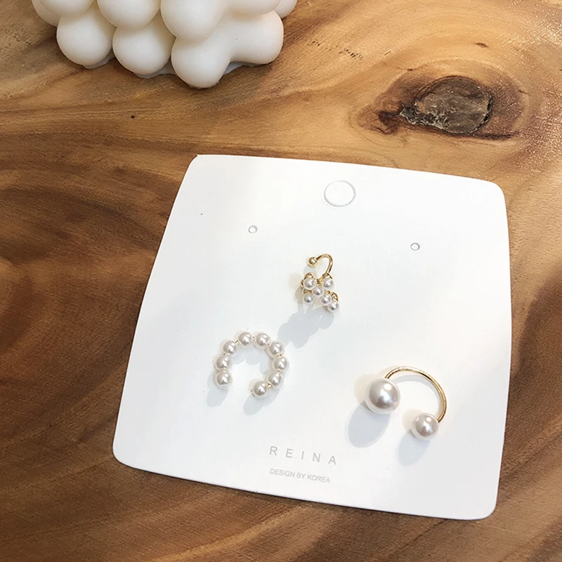3 шт./компл. корейские милые жемчужные клипсы для женщин элегантные круглые ушей