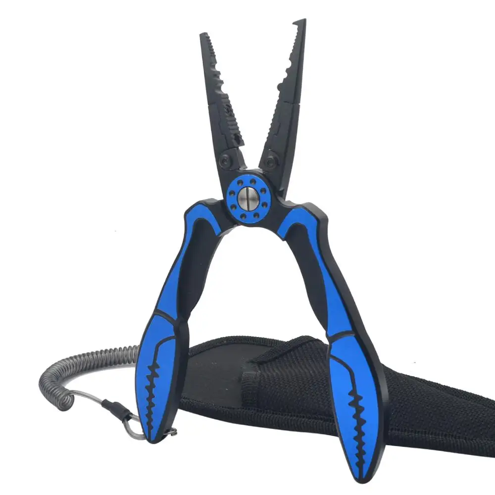 Aluminum Alloy Fishing Pliers+Retention Rope 122g 18.5cm Hook Remover Line Cutter Multifunctional Fishing Tools