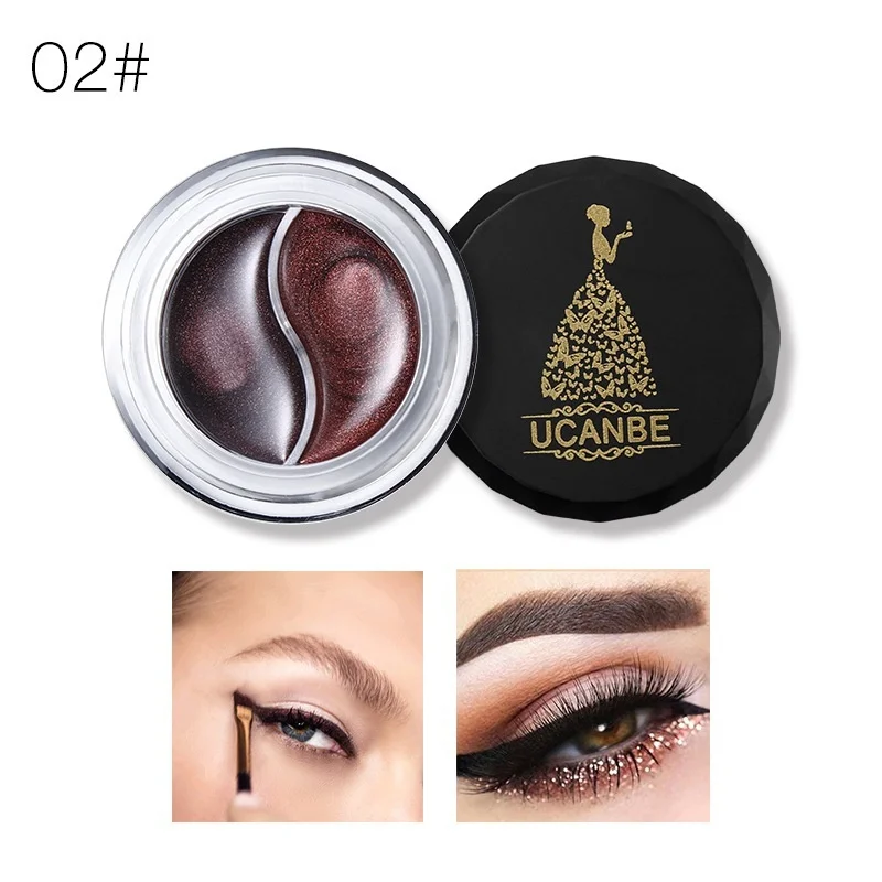 Follome Double Color Eyeliner Cream Professional Long-lasting Black Easy to Wear Waterproof Makeup Tool Matte Eyeshadow |