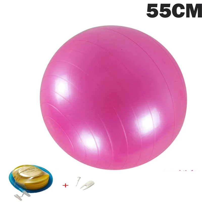 55CM Pink Мячи для йоги Пилатес фитнес спортзал массажер точки фитбол для баланса тренировки мяч 45/55/65/75/85 см с насосом - Цвет: 55CM Pink