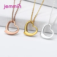 simple love heart necklace clavicle chain necklace women statement pendant necklaces 925 sterling silver jewelry