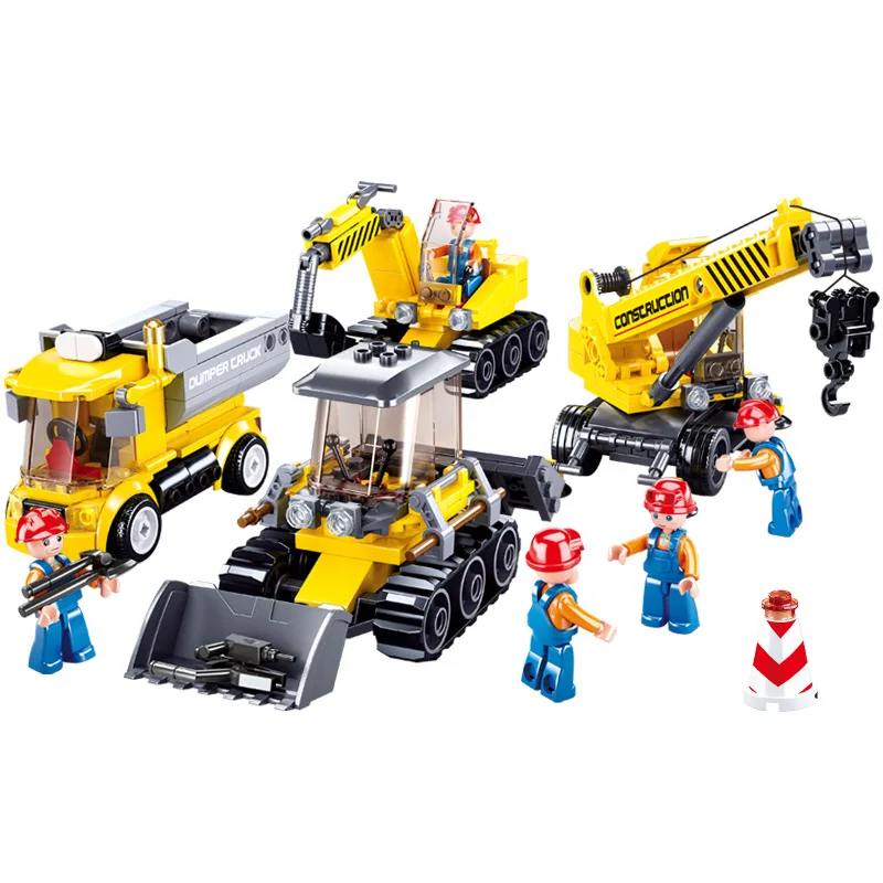 

Sluban Town Construction Engineering Building Block Crane Excavator Truck Bulldozer Educational Bricks Toy