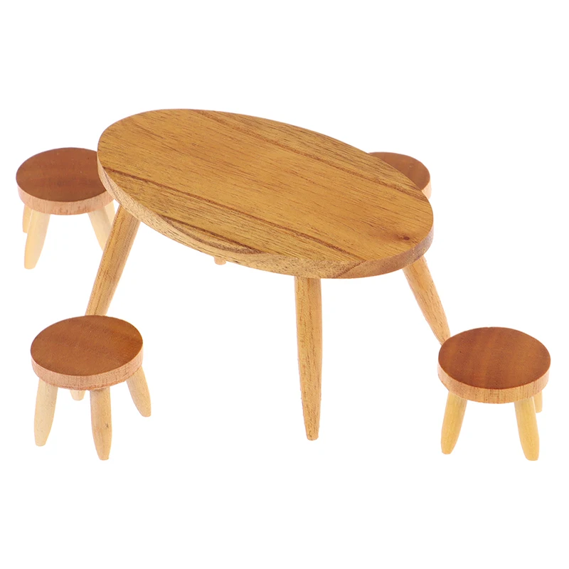 

1Set Wooden Table Chair Miniature Craft 1:12 Dollhouse Landscape Furniture Toy Dining Room Kitchen Decor Children Gift