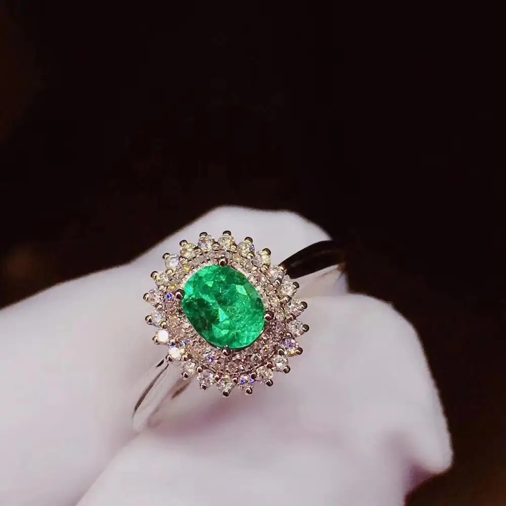 Кольцо из серебра 925 пробы с изумрудами|Кольца| |