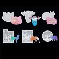 6pcsset epoxy resin molds cute animal keychain molds silicone molds with hole casting molds fordiy decorations crafts