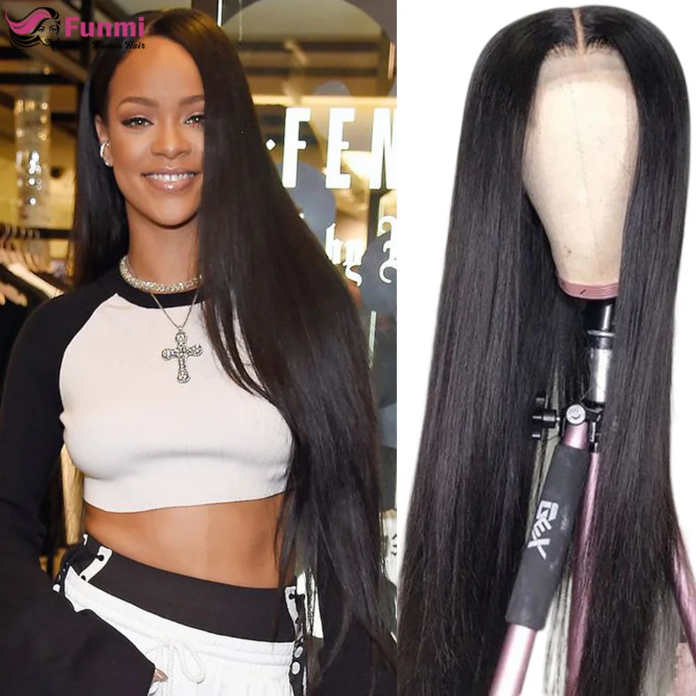 Парик Из прямых волос 13x4 парики из человеческих на сетке спереди бразильские