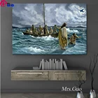 Алмазная живопись 5d, вышивка крестиком, религиозная Алмазная вышивка, квадратнаякруглая Иисуса, ходячая по морю Галилеи