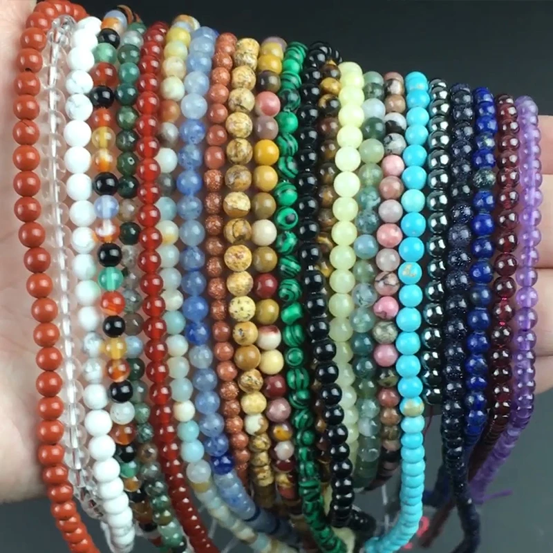 

2 3 4mm Natural Agates Garnet Jades Quartz Amazonite Crystal Stone Beads Round Loose Beads For Jewelry Making DIY Bracelet 15''