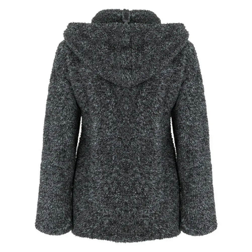 Серый толстый свитер женская зимняя пушистая куртка флисовая Меховая Верхняя