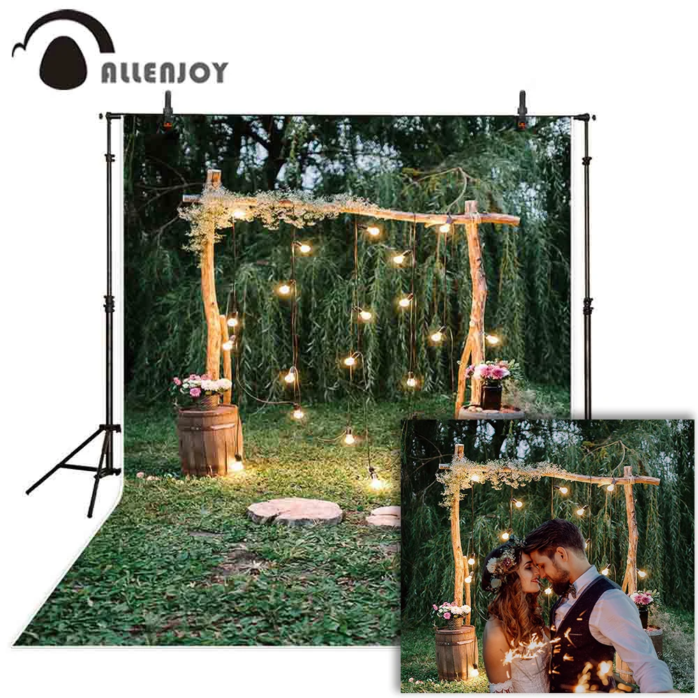 Allenjoy фон для фотосъемки деревенский Свадебный Блестящий деревянный арка цветок лес фон для фотостудии фотосессия