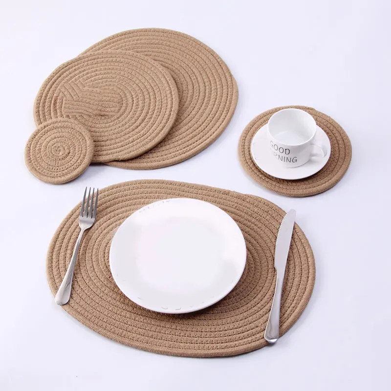 

Heat Insulation Coaster Table Padding Cup Mat Beautiful Japanese Style Placemat Thread Weave Hand-made Home Decoration Accessory