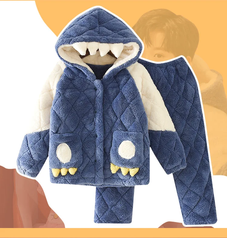 Conjuntos de Pijamas de algod&oacute;n para ni&ntilde;os y ni&ntilde;as, ropa de dormir de manga larga, Tops y pantalones, 2 piezas, oto&ntilde;o-0