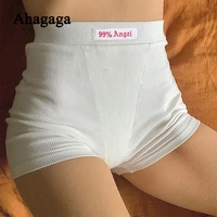 ahagaga embroidery shorts women new fashion 99 angel letter print elastic high waist biker shorts sporty fitness short pants