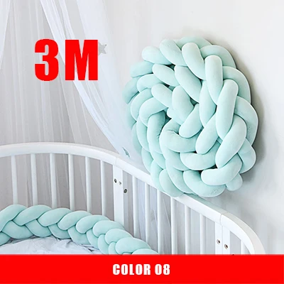 3M-08 3 м смешанные цвета плетеная Накладка для детской кроватки узел Подушка плетеная Подушка для подушек для кроватки для детской кроватки, детская подушка для декора стен в детской комнате - Цвет: 3M-08