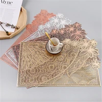 1pc pvc hollow placemats for dining table mats home diner decoration cutout hangable gold individual placemats 2021 new arrival