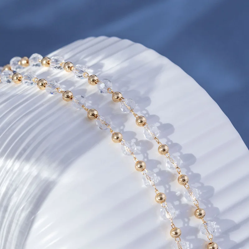 Золотая цепочка с бусинами и кисточками 3 4 мм 1 метр|Ювелирная фурнитура