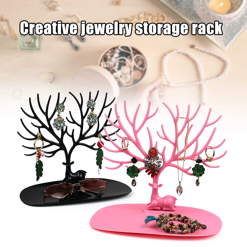 

Jewelry Tree Earrings Necklace Organizer Hanger Display Stand Deer-shaped Jewelry Stroge Rack for Home Shop Decor TT@88