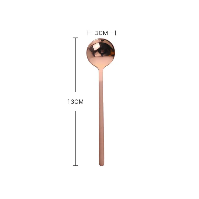 13cm Нержавеющая сталь для размешивания кофе ложка, чайная ложка из розового золота столовые приборы медовая чайная ложка десертная ложка c длинной ручкой Западная Посуда - Цвет: 13cm
