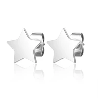 bright finished stainless steel earrings simple unisex lucky star ear stud earrings birthday gifts jewelry accessories supplies
