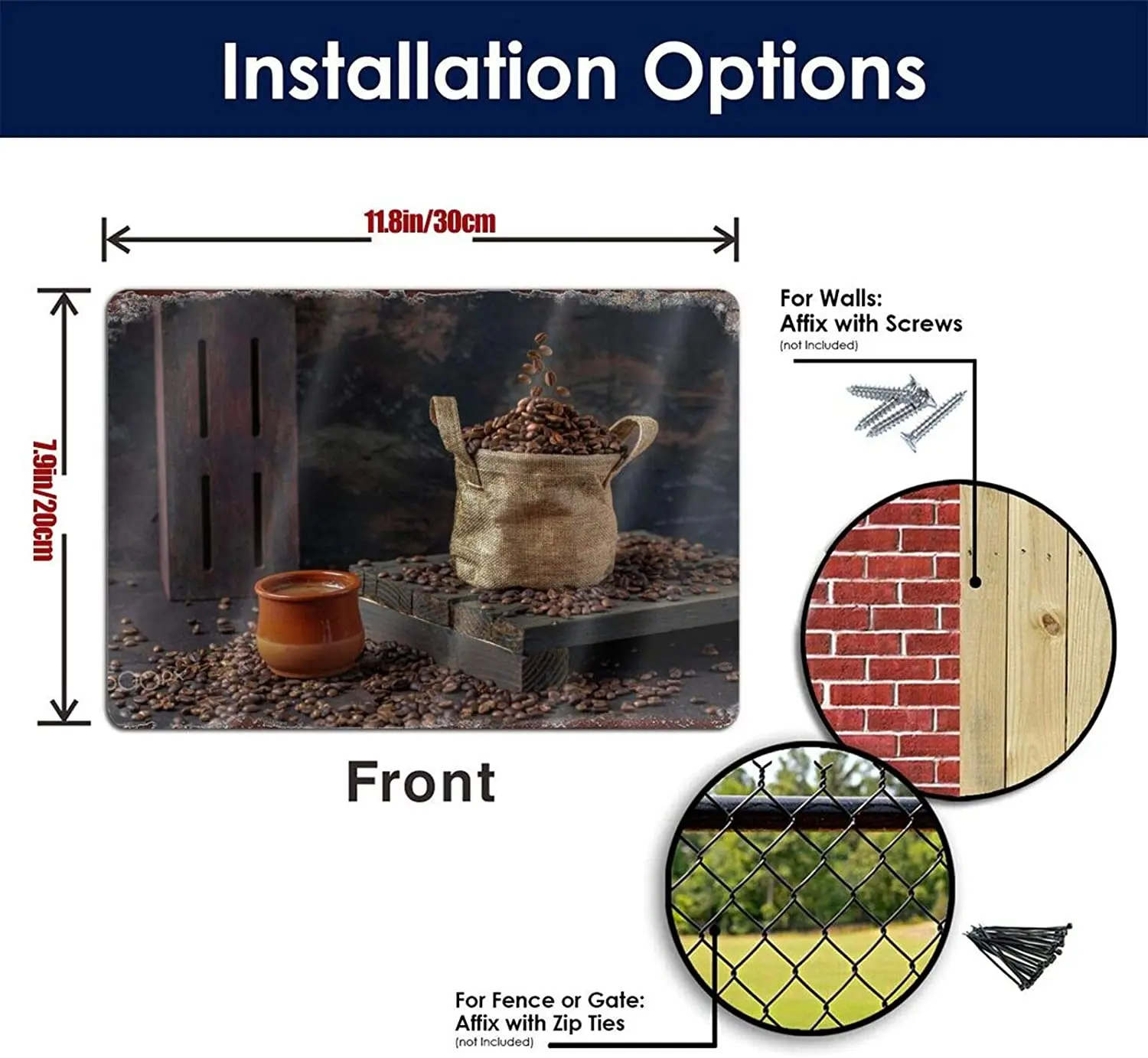 

Retro Vintage Tin Sign Coffee Bean Poster Plaque Metal Sign Wall Decor for Cafes Bar Pub Club Garage Man Cave 8x12inch