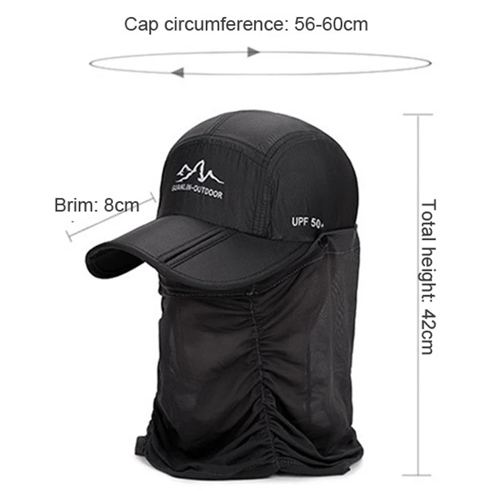 

Outdoor Fishing Cap Sunscreen Detachable Face Protector Anti Mosquito Insect Sports Camping Windproof Breathable Fishing Hats
