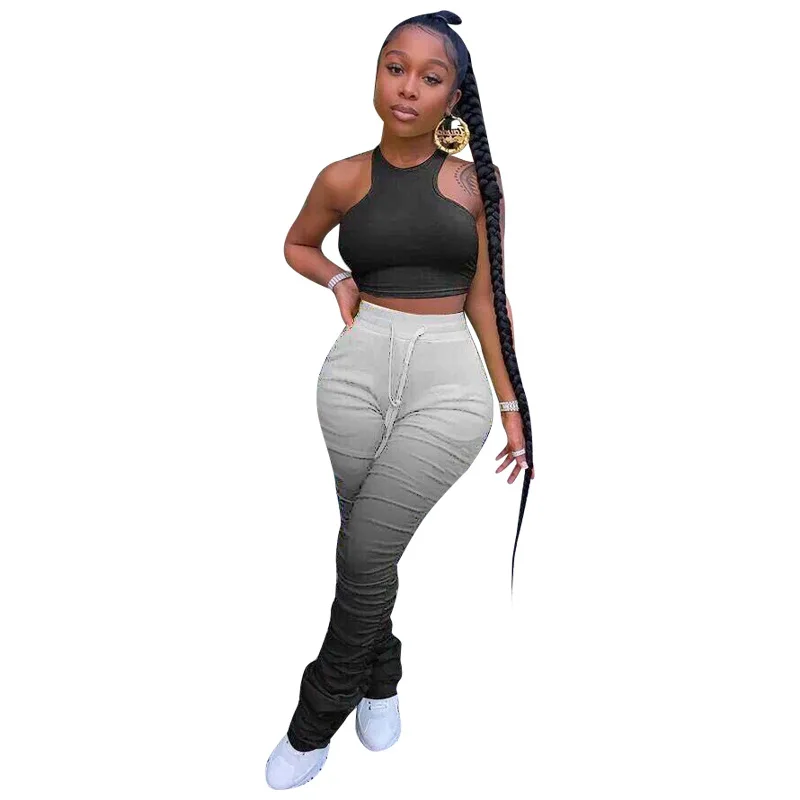 

2020 Summer Women's Suit European and American Simple Style Model Casual Tank Tops Trousers Fashion Two-piece Set