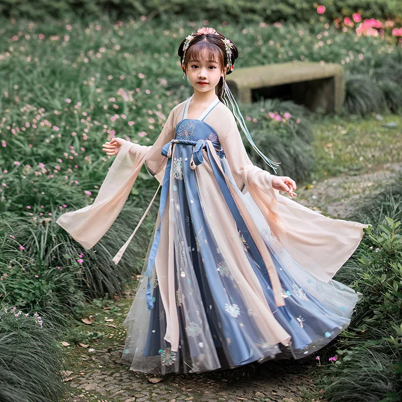 Платье Hanfu для девочек новинка 2021 тонкая супер сказочная детская одежда