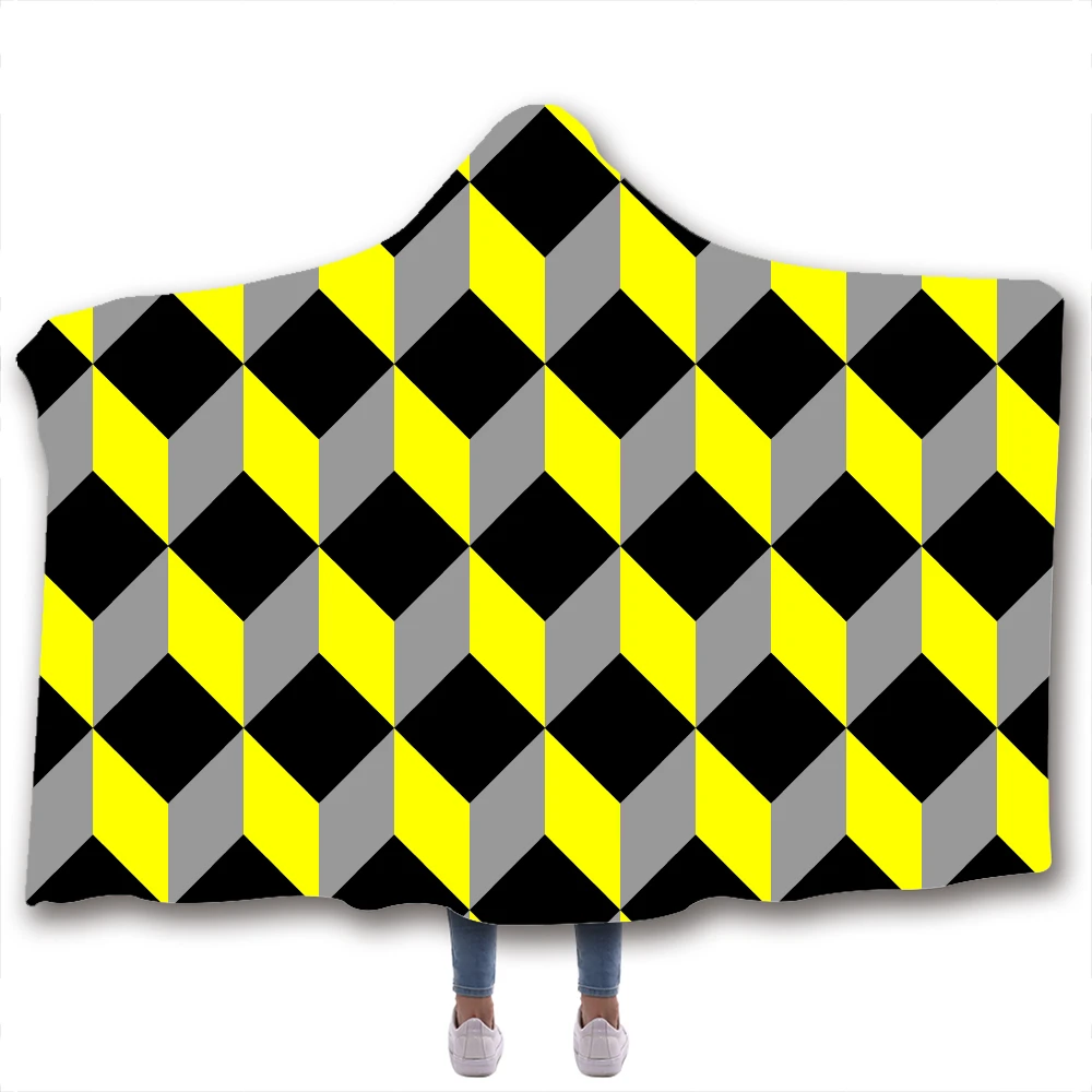 Квадратный психоделический гобелен одеяло с капюшоном Флисовое Двухслойное