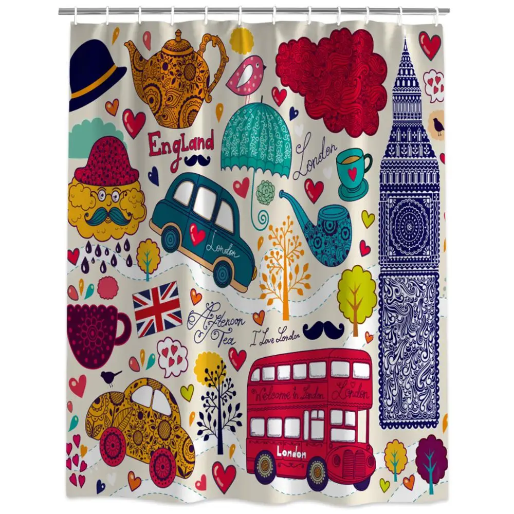 Ретро занавес для душа декор с изображением парика Ambesonne красочные символы