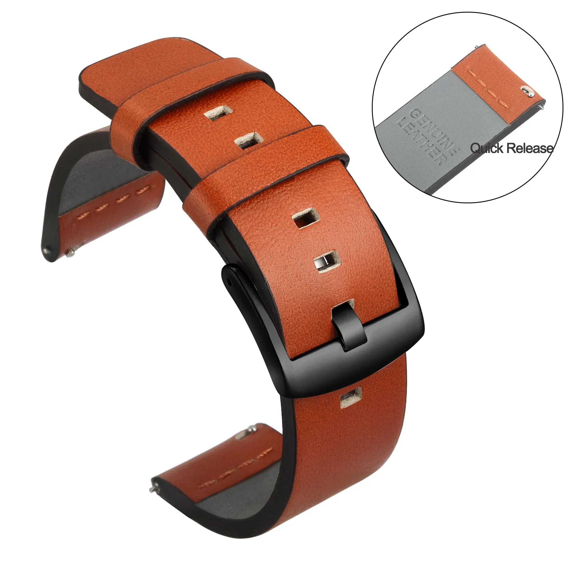 Ремешок масляный для часов кожаный спортивный браслет Amazfit Huawei GT Samsung Galaxy Watch 42 мм