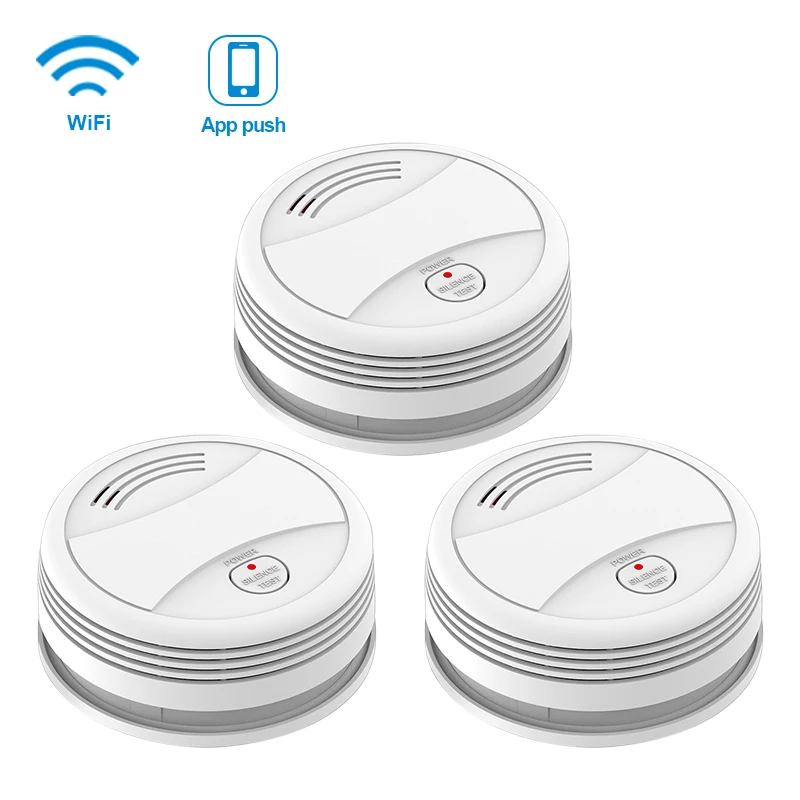 3pcs CPVan SM05W WiFi детектор дыма Tuya APP контроль безопасности пожарная защита беспроводной пожарный детектор для домашняя система охранной сигнализации пожарная сигнализация противопожарная система противопожарный датч - Цвет: 3pcs