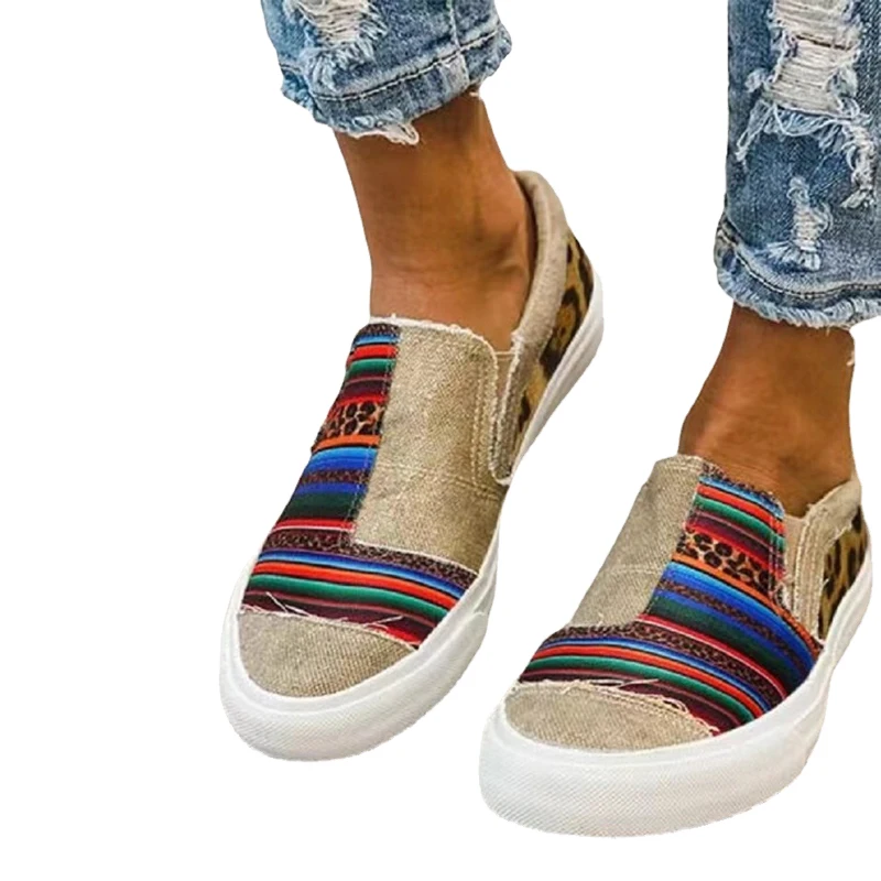 

2021 Summer Sports Shoes Women New Casual Canvas Color Matching Round Head Low-top Casual Fashion Women's Single All-match Shoes