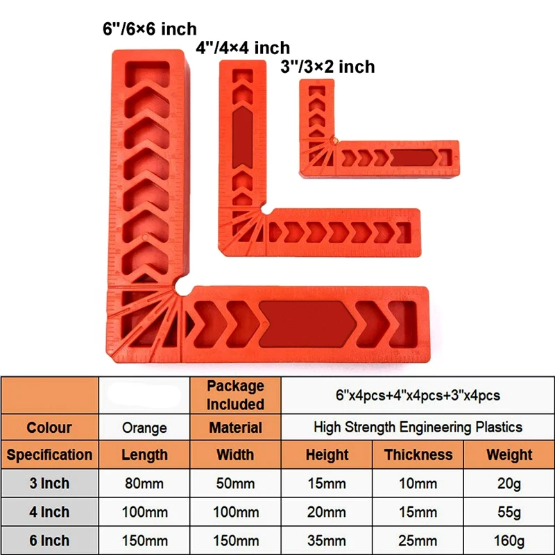 

Positioning Squares, Right Angle Clamp, 90 Degree Corner Clamp, Woodworking Tool for Picture Frames, Boxes, Cabinets or Drawers,