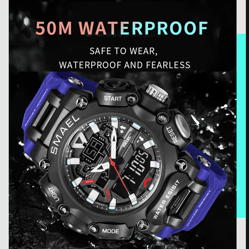 Военные часы спортивные водонепроницаемые 50 м секундомер аналоговые цифровые