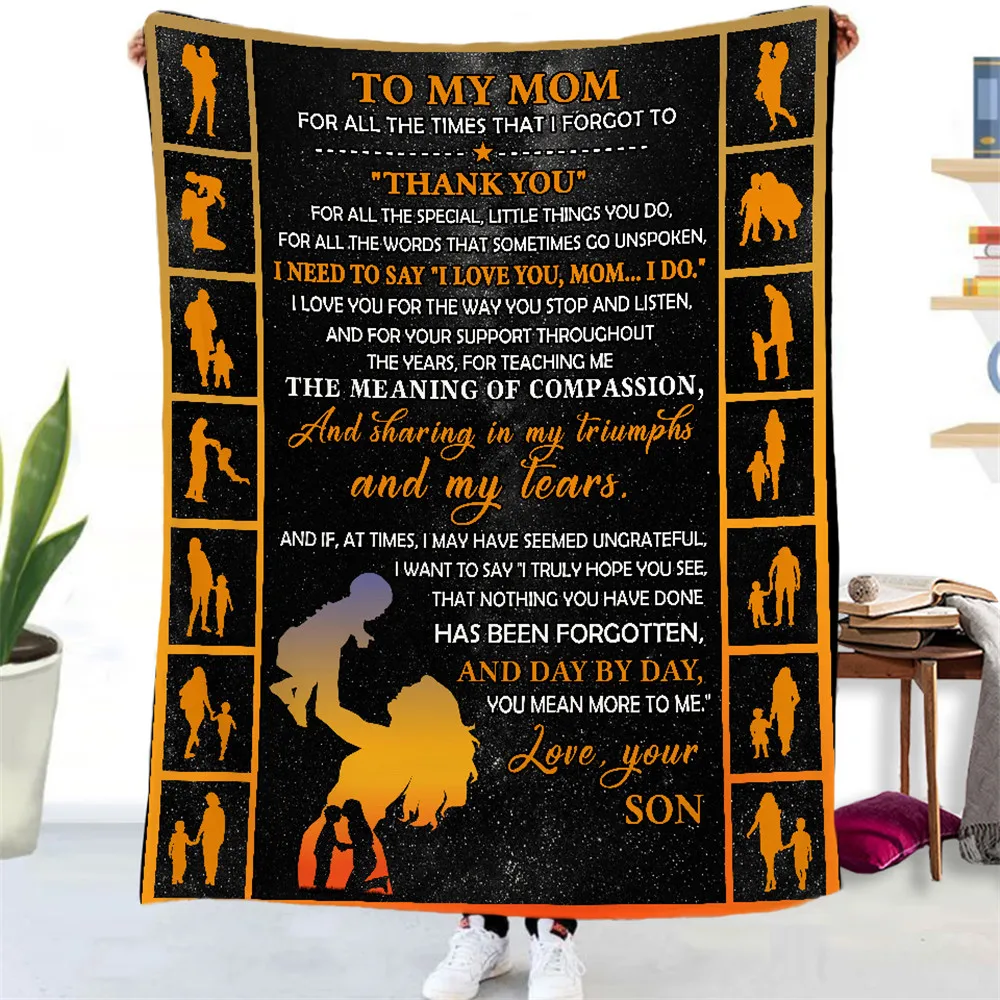 

Fleece Blanket to My Daughter Son Wife Letter Printed Quilts Air Mail Blankets Positive Encourage and Love Gifts
