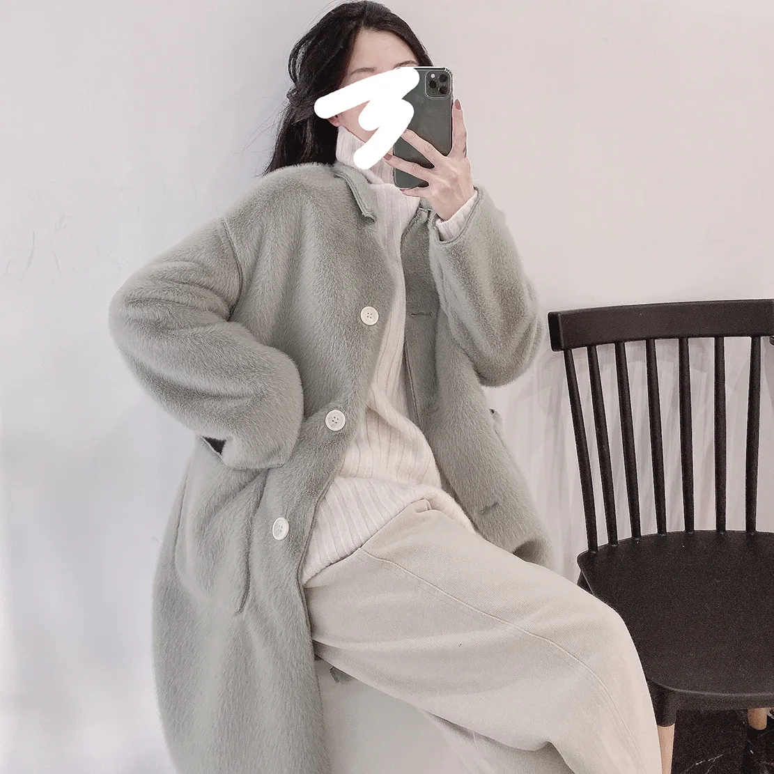 Осеннее зимнее длинное пальто Женская пушистая куртка осеннее плюшевое толстое