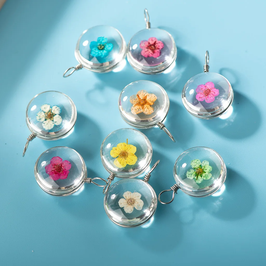 18 # стеклянный шар из железной проволоки и цветок кулон для DIY серьги браслет