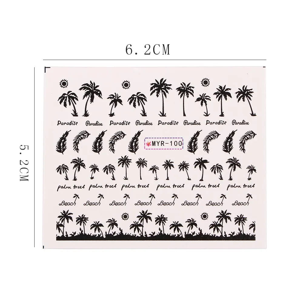 Наклейки для ногтей с пальмовым деревом летний супер Океанский ветер фольга