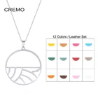 Ожерелья Cremo, подвески из нержавеющей стали для женщин, Очаровательная сменная Двусторонняя кожаная подвеска, цепочка, ювелирные изделия