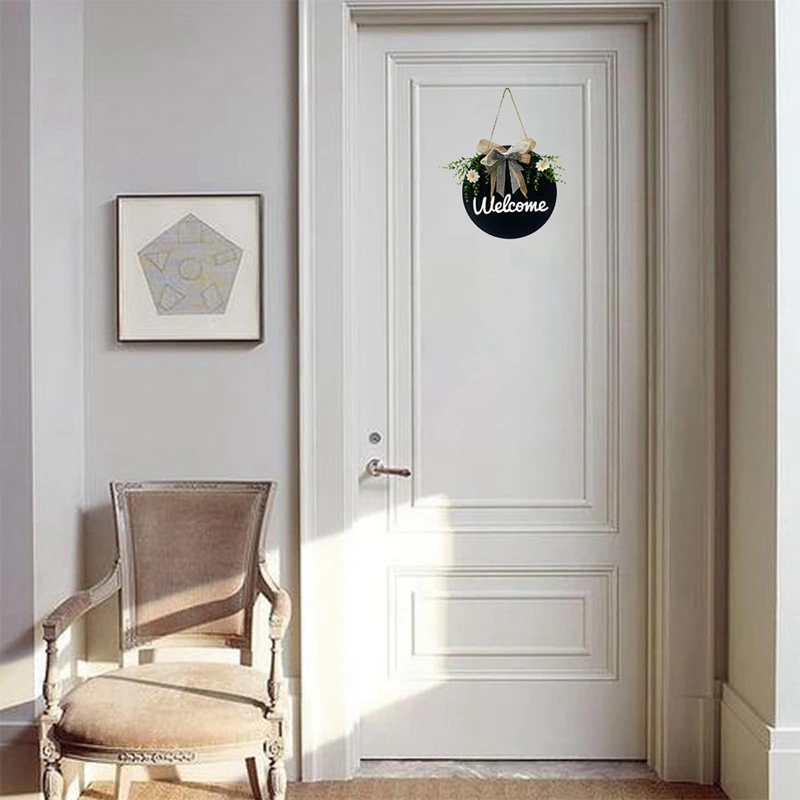 

Welcome Sign Welcome Front Door Round Wood Sign Hanging Welcome Sign for Farmhouse Porch Front Door Decoration