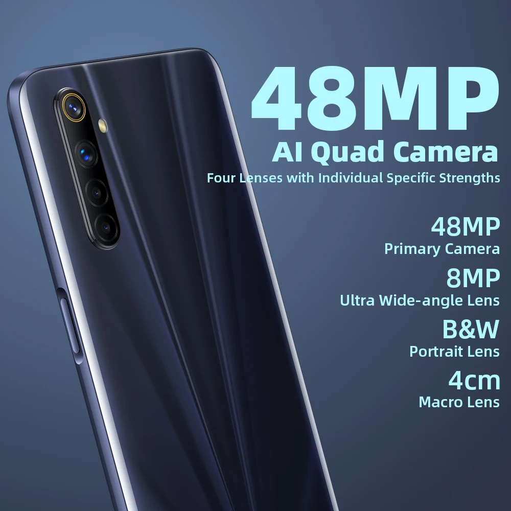 Realme 6s NFC 6 5 дюймов + FHD 90 Гц смартфон ГБ 128 4300 мА/ч 48MP Quad Camera Android Play Store 30 Вт Зарядное