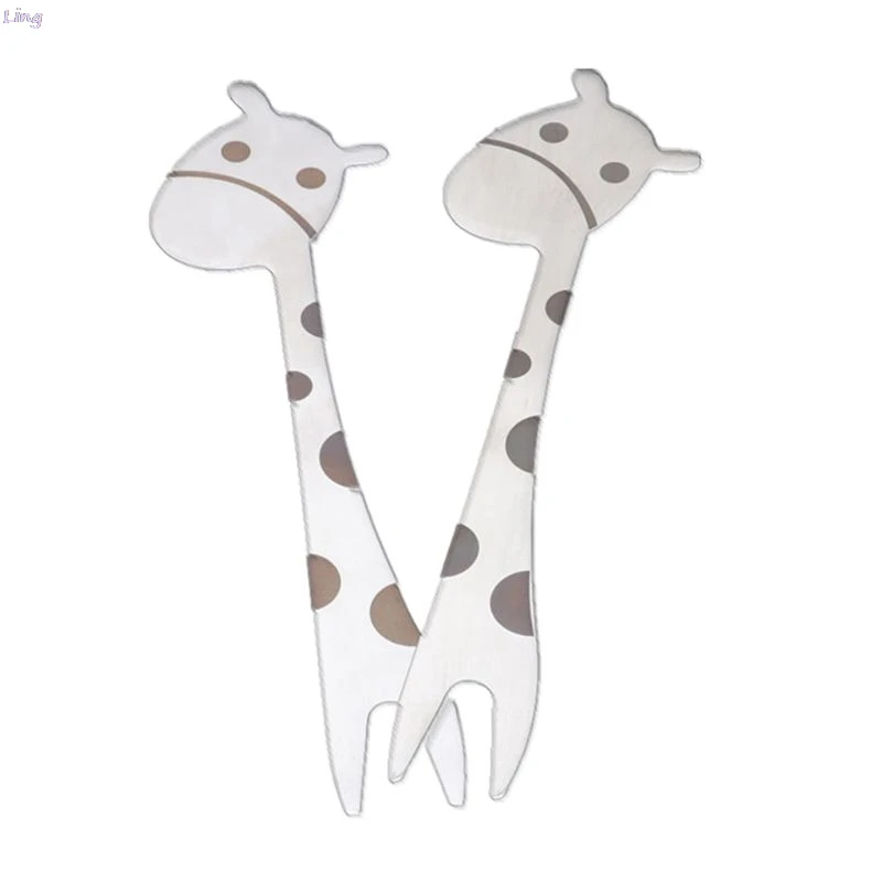 2 зубца из нержавеющей стали вилка жирафа десертный торт фруктовый салат